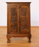 livasia Midischrank mit Elefantenschnitzerei Akazienholz Braun Bild 1