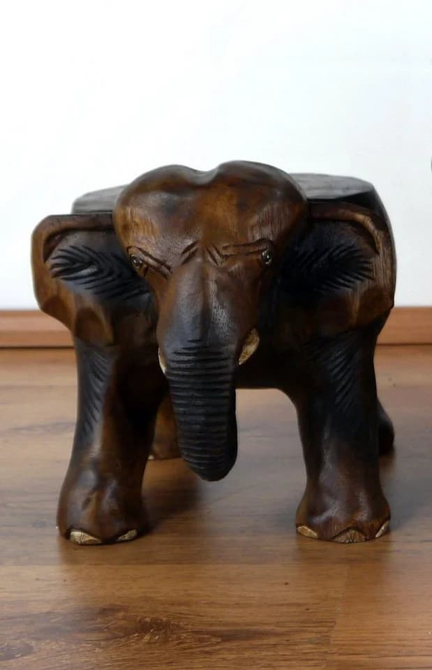 livasia Dekofigur Holzelefant mit Ablage, Hocker, Podest, Beistelltisch - Bild 4