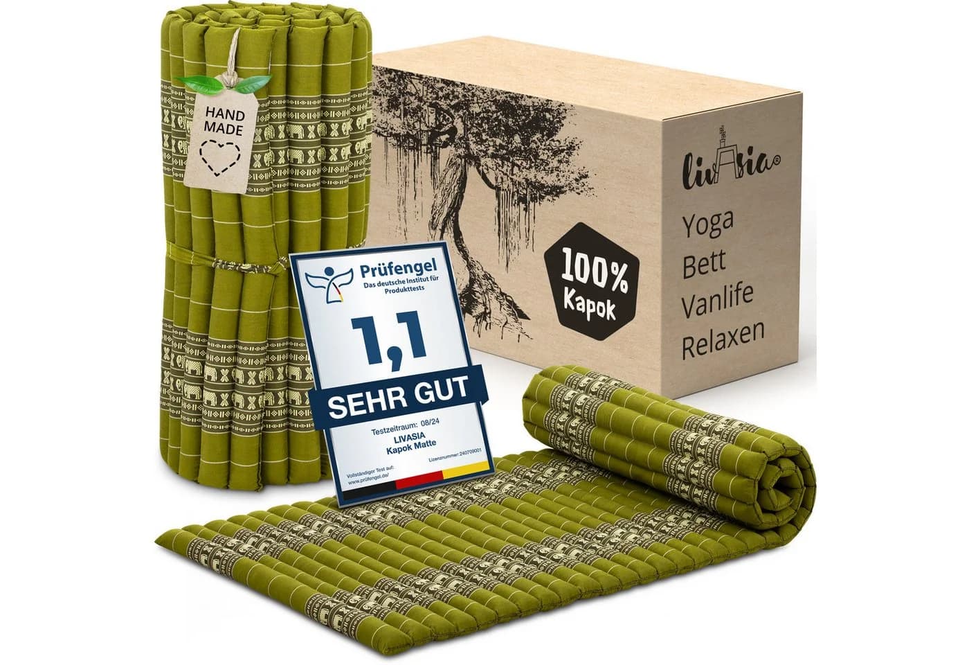 livasia Reisebett-Matratze Rollmatte Grün Kapok - Bild 2
