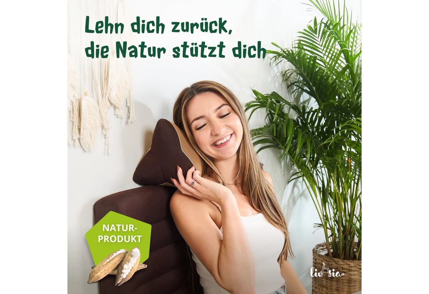 livasia Nackenstützkissen Knochenkissen Kapok Braun