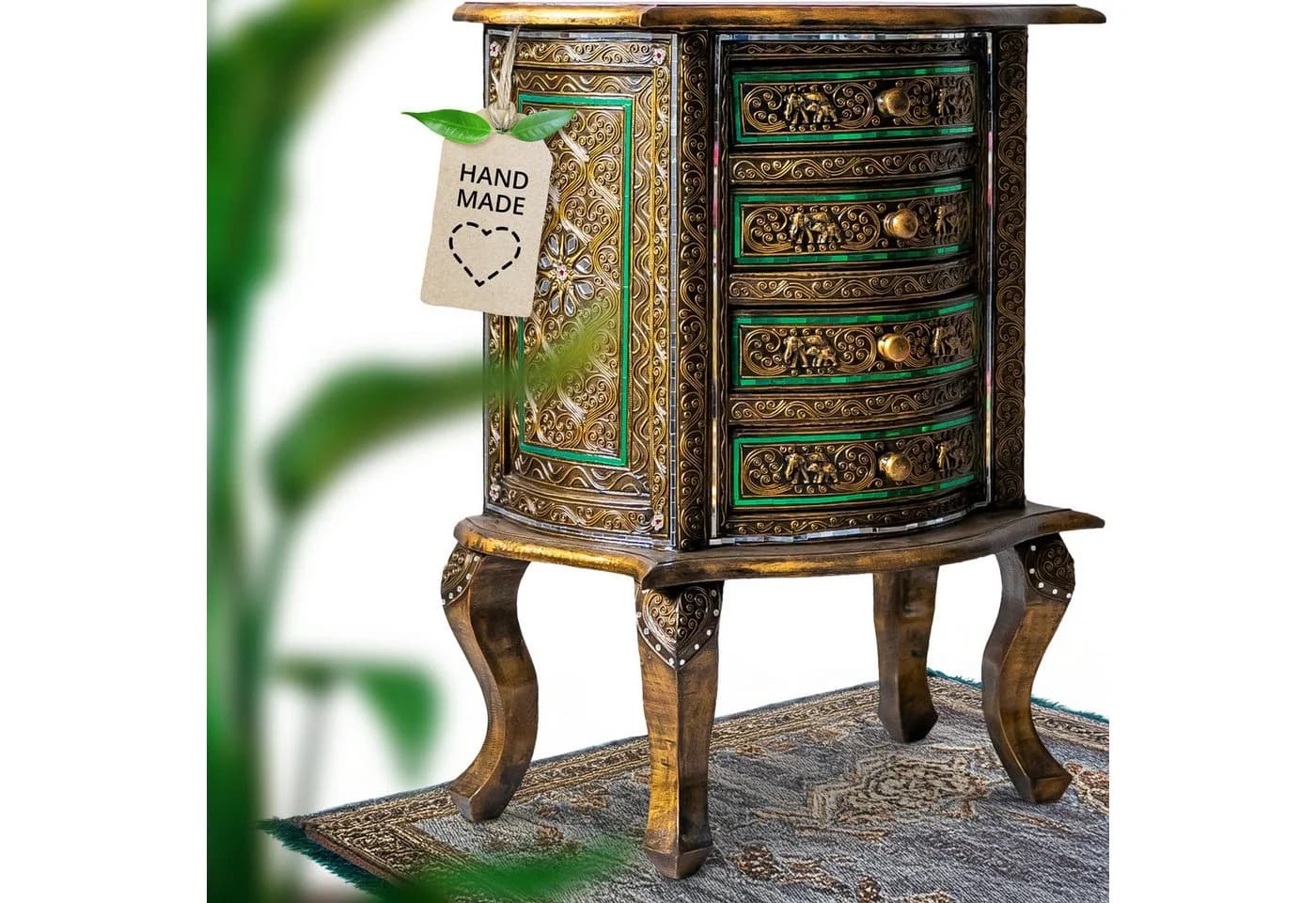 livasia Kommode mit Elefanten- und Glasmosaikverzierungen Gold - Bild 2