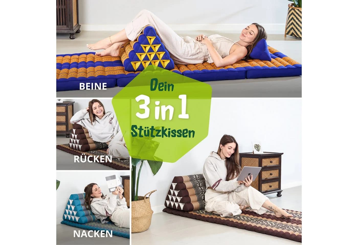 livasia Keilkissen Dreieckskissen hoch (Classic) Braun Kapok - Bild 3