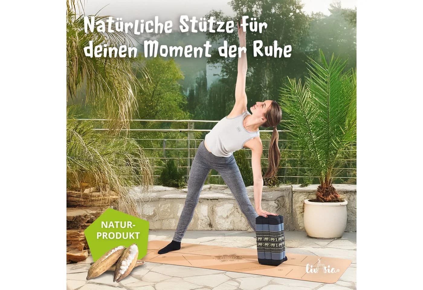 livasia Stützkissen Yogakissen (Classic) Blau Kapok