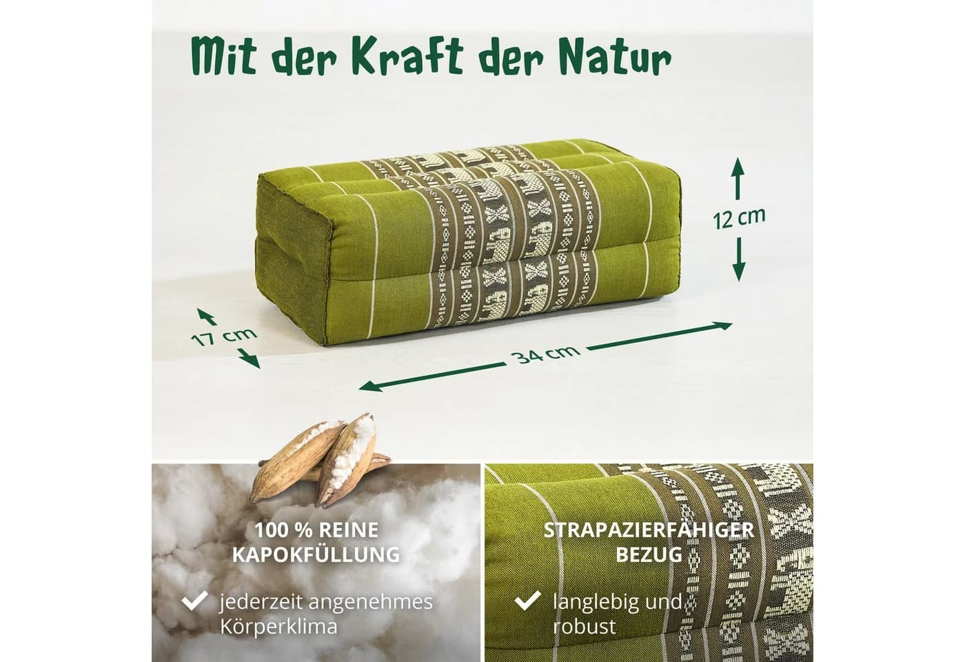 livasia Stützkissen Yogakissen Classic Grün Kapok - Bild 4