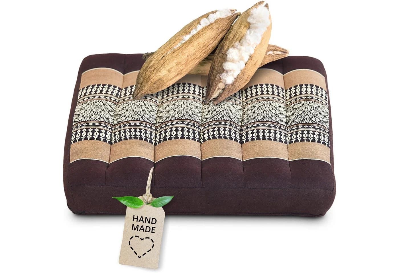 livasia Sitzkissen 35x35cm Vegan Kapok Handgefertigt Braun - Bild 2
