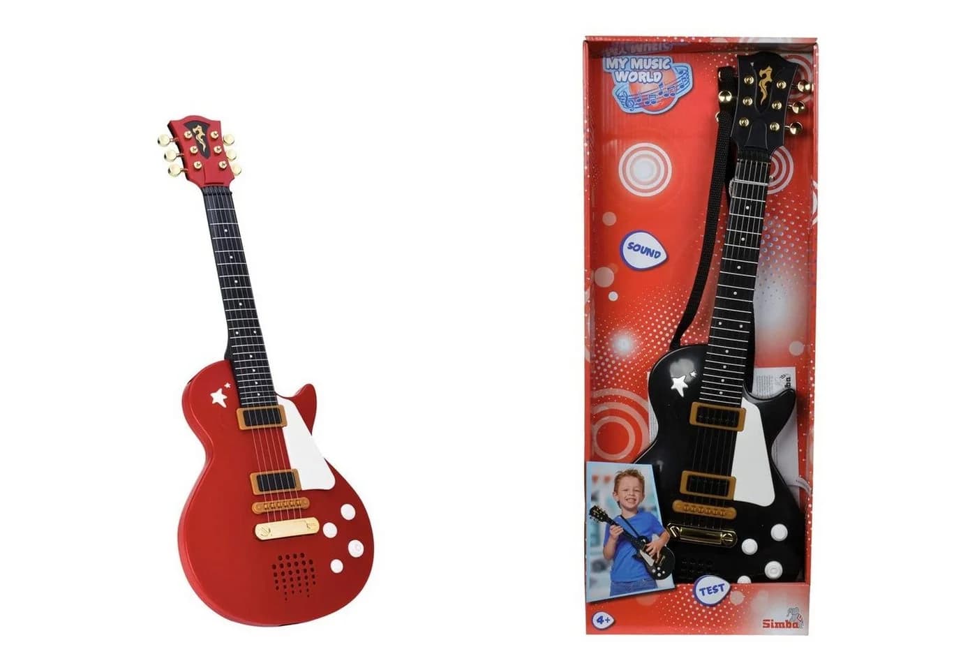 Simba Dickie Spielzeug-Rockgitarre Schwarz/Rot mit Saiten - Bild 2