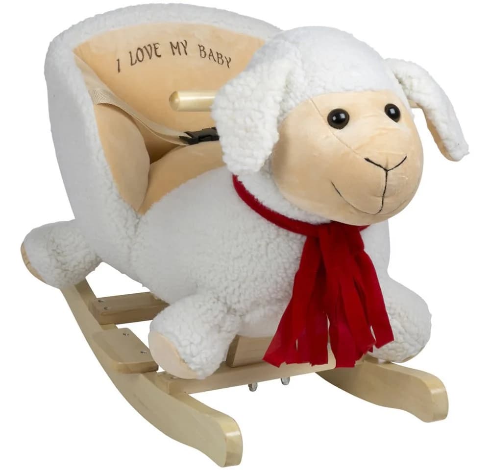 BABYGO Schaukeltier Rocker Sheep Rot/Weiß/Schwarz mit Birkenholz