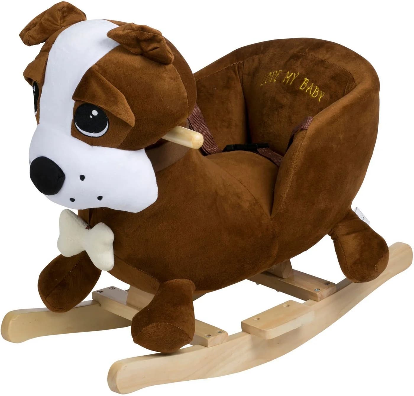 BABYGO Schaukeltier Rocker Hund Braun mit Birkenholz