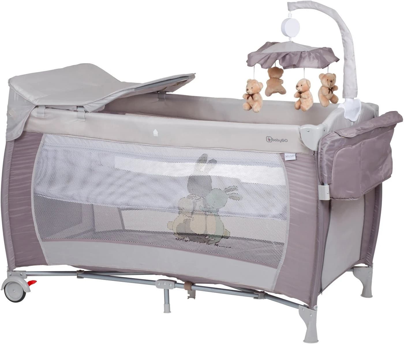 BABYGO Sleeper Deluxe Reisebett Beige mit Musik-Mobile
