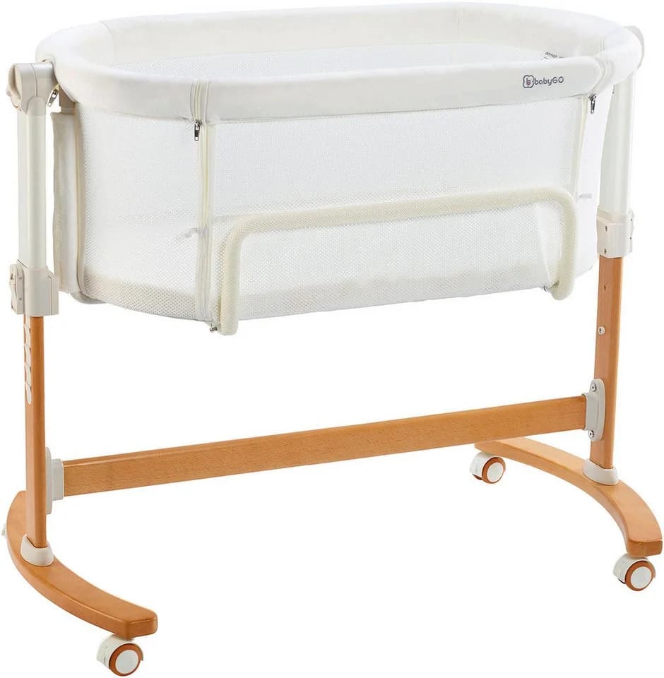 BABYGO Beistellbett Amila Beige Weiß mit Schaukelfunktion - Bild 2