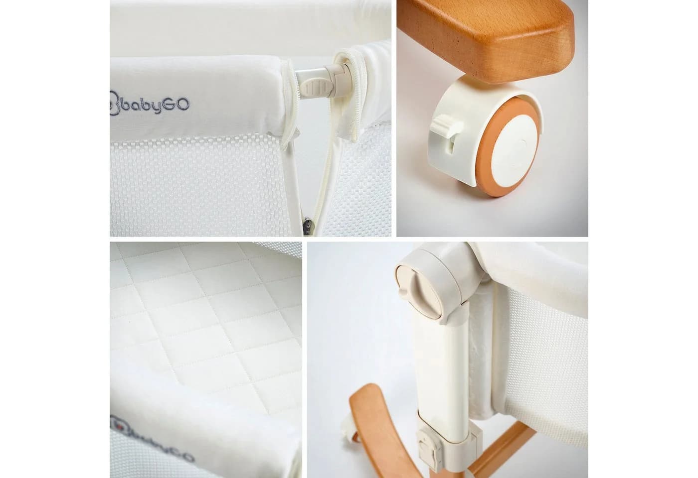 BABYGO Beistellbett Amila Beige Weiß mit Schaukelfunktion - Bild 5