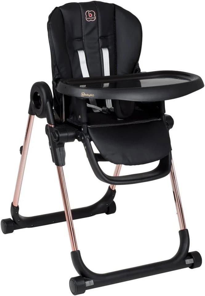 BabyGO Hochstuhl Divan Schwarz/Roségold mit 5-Punkt-Gurt - Bild 3
