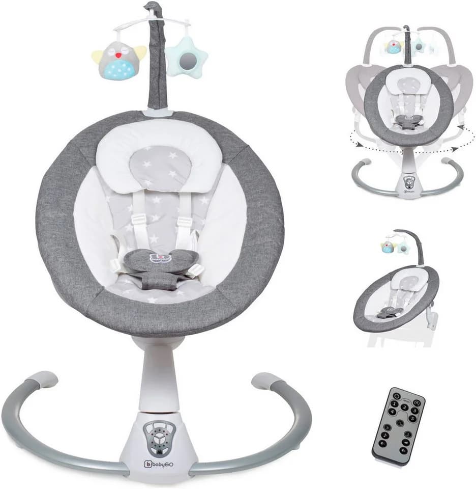 BabyGo Babywippe Homey Grau Aluminium Polyester mit Sound - Bild 2