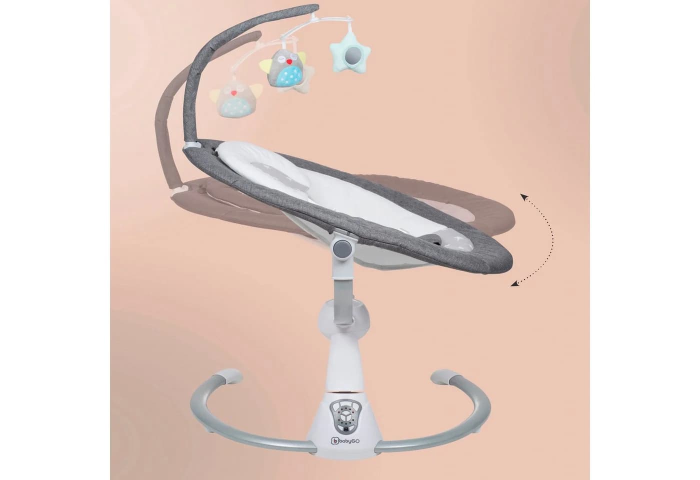 BabyGo Babywippe Homey Grau Aluminium Polyester mit Sound - Bild 4