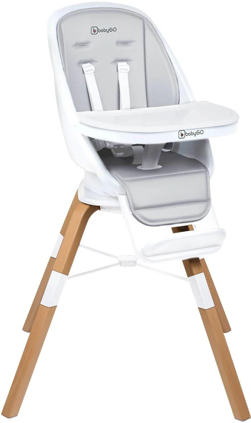 BABYGO Hochstuhl Carou Weiß 360° drehbar mit Essbrett