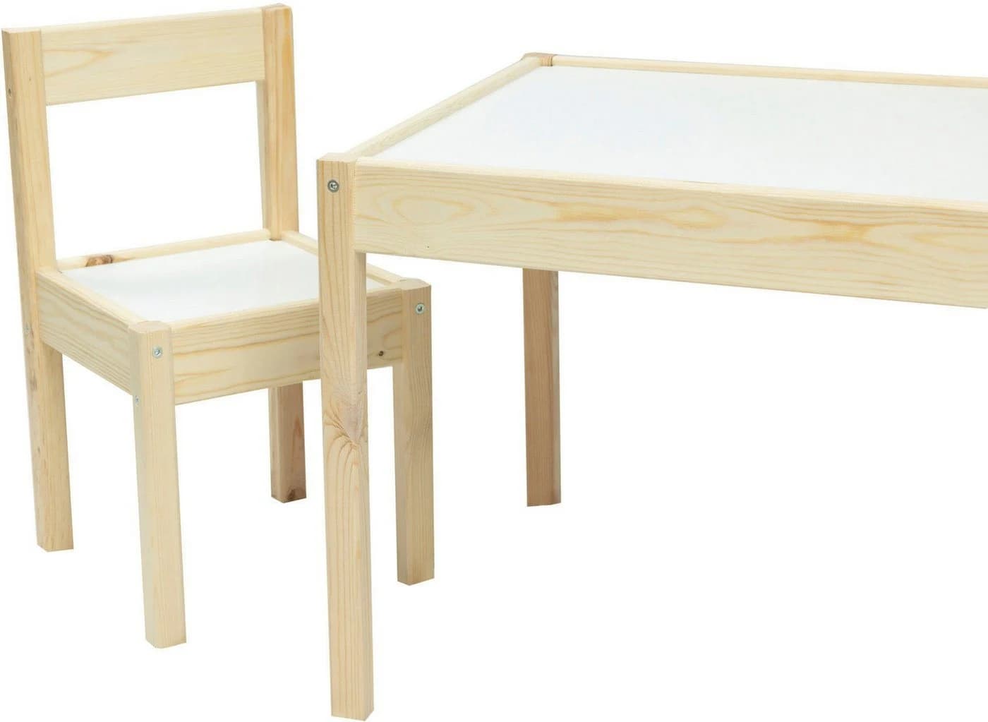 BABYGO Kindersitzgruppe Natur Beige 1 Tisch 2 Stühle Massivholz - Bild 3