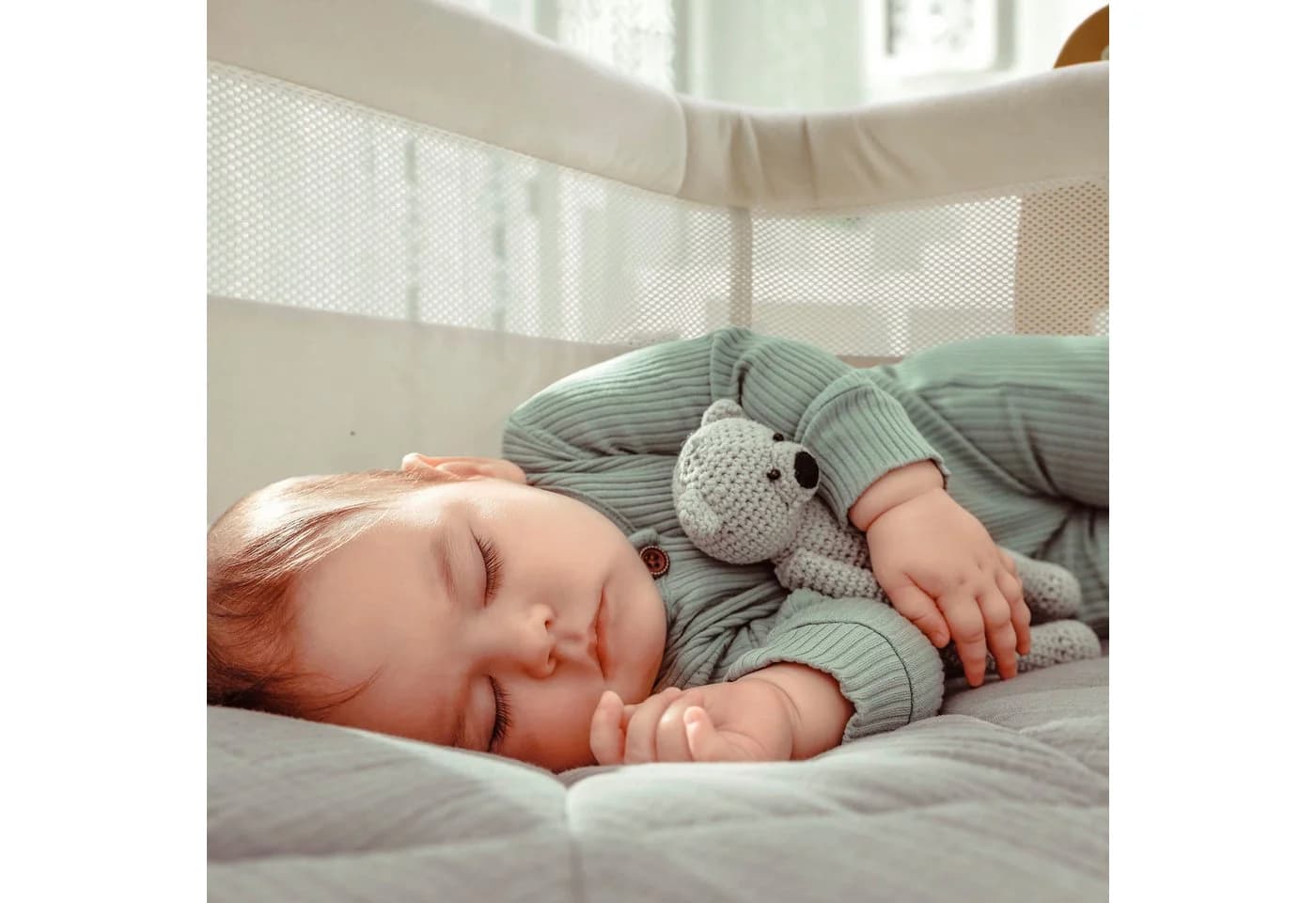BabyGo Beistellbett SideBySide 2-in-1 Wiege Beige/Weiss