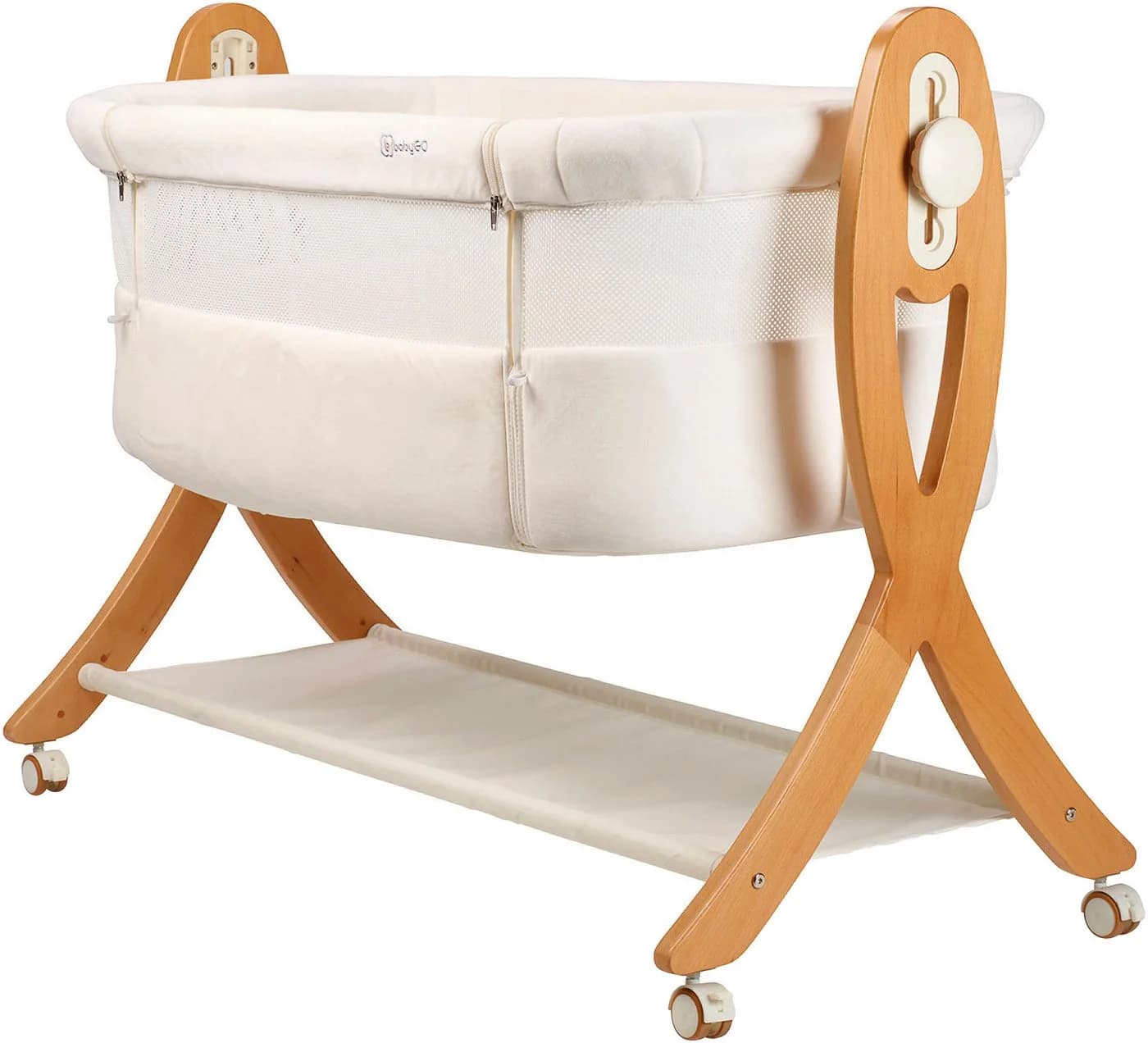 BabyGo Beistellbett SideBySide 2-in-1 Wiege Beige/Weiss - Bild 3