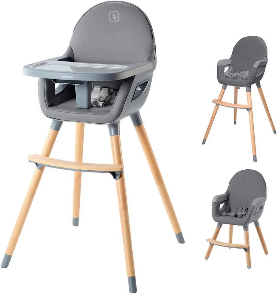 BabyGo Hochstuhl Scandi - wood Grau Skandinavisches Design - Bild 2