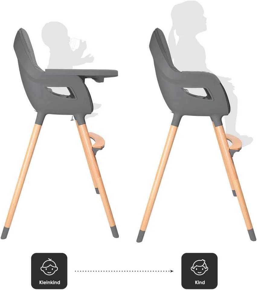 BabyGo Hochstuhl Scandi - wood Grau Skandinavisches Design - Bild 3