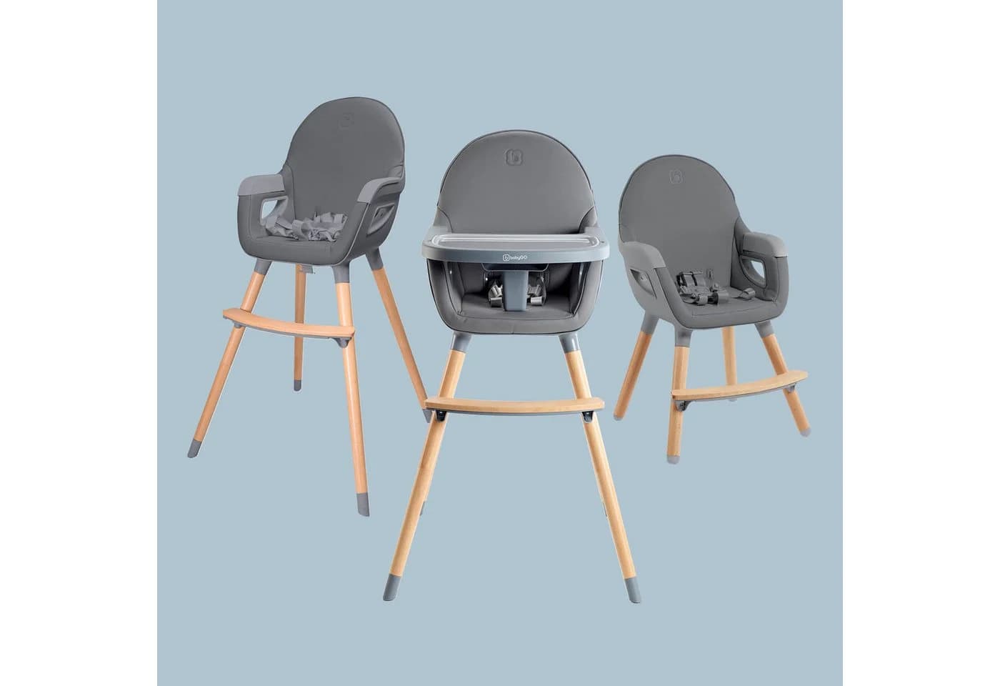 BabyGo Hochstuhl Scandi - wood Grau Skandinavisches Design - Bild 5
