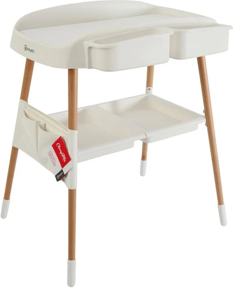 Wickeltisch BABYGO ChangeMe Weiß Holzwerkstoff mit Rädern und Ablage - Bild 3