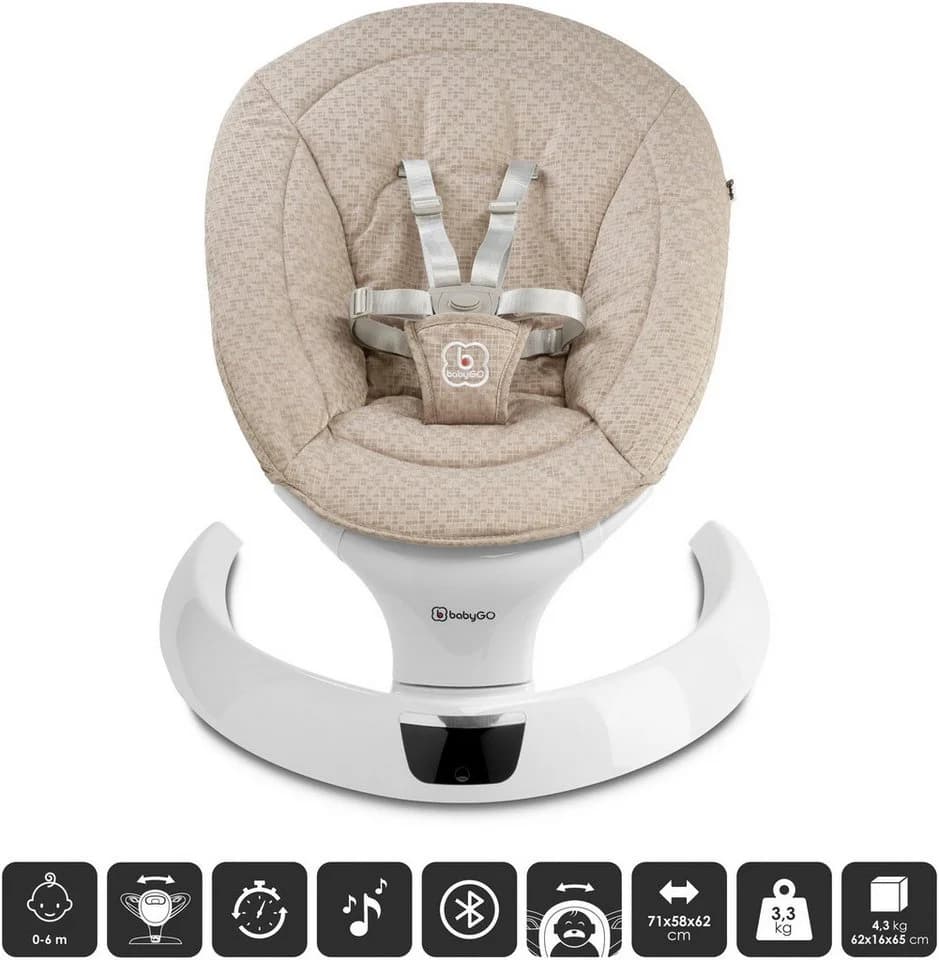 BABYGO Swing Babywippe Beige mit Fernbedienung und Musik