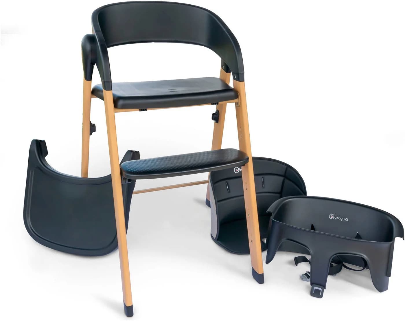 BABYGO Levels Hochstuhl Schwarz Holzoptik Zusammenklappbar - Bild 2