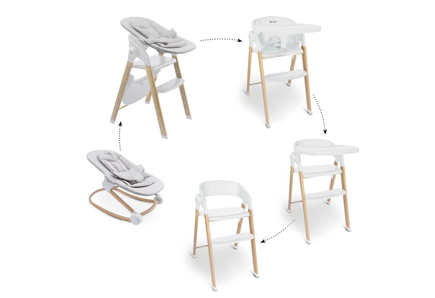 BabyGo Kombihochstuhl Levels Weiß Skandinavisches Design - Bild 3