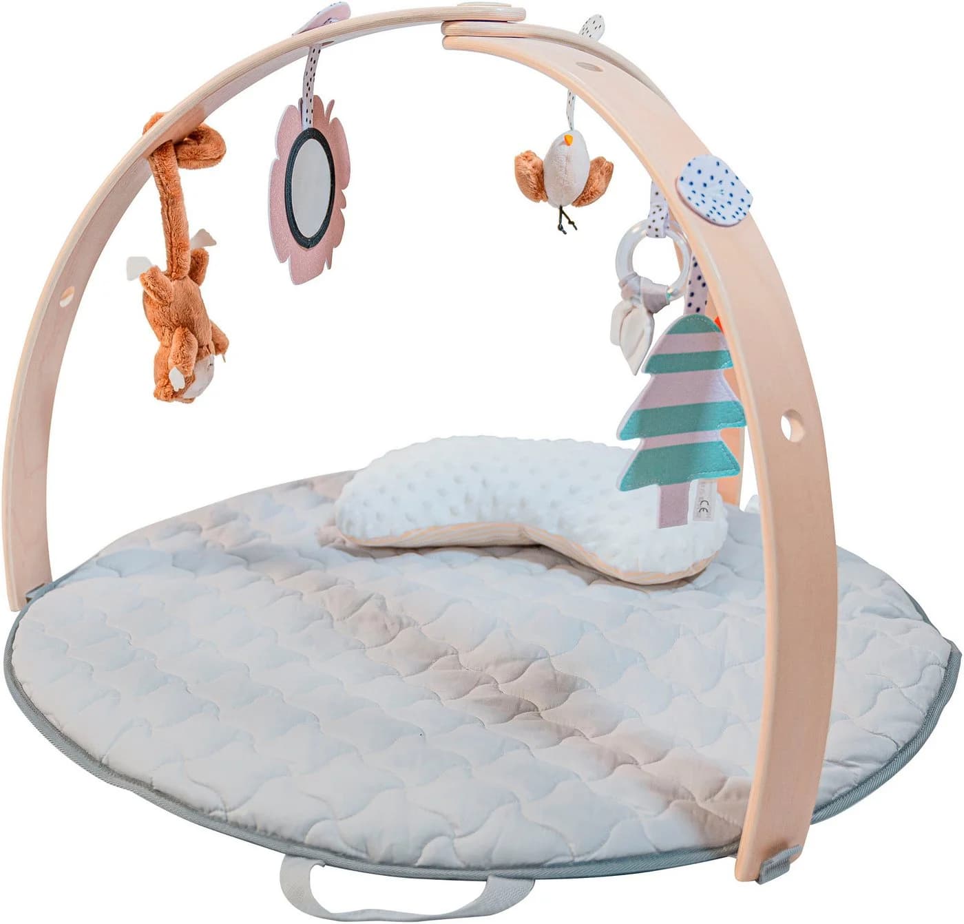 BabyGo Spielbogen Wood - Spielmatte mit Holzspielbogen und 5 Spielzeugen - Bild 2
