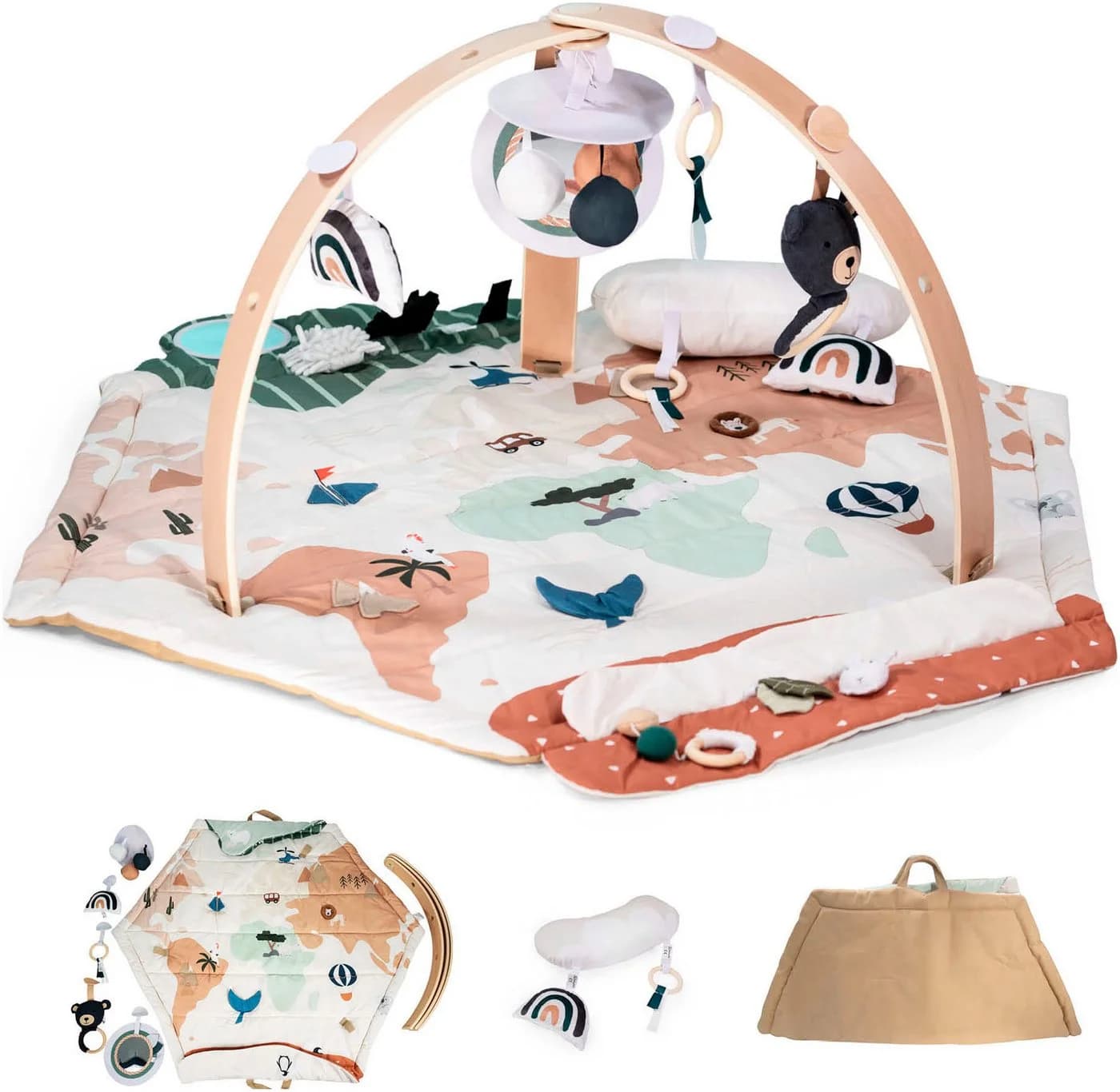 BabyGo Spielbogen Bianca World Holz Polyester 3D-Activity-Spielmatte - Bild 2