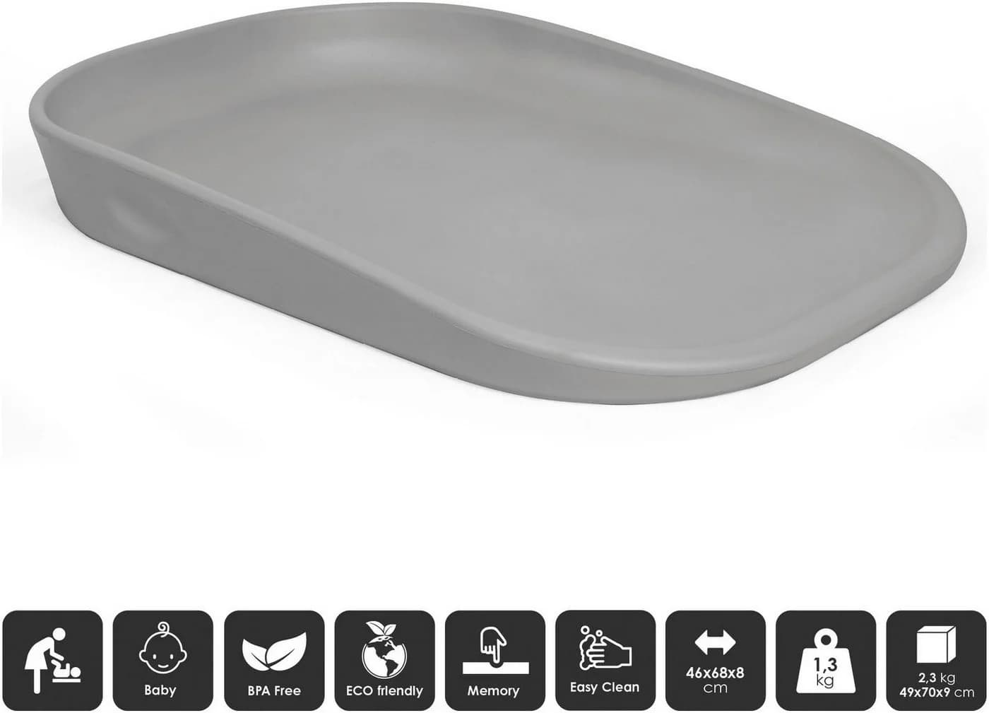 BabyGo Wickelauflage Luxpad Grau Memory-Effekt
