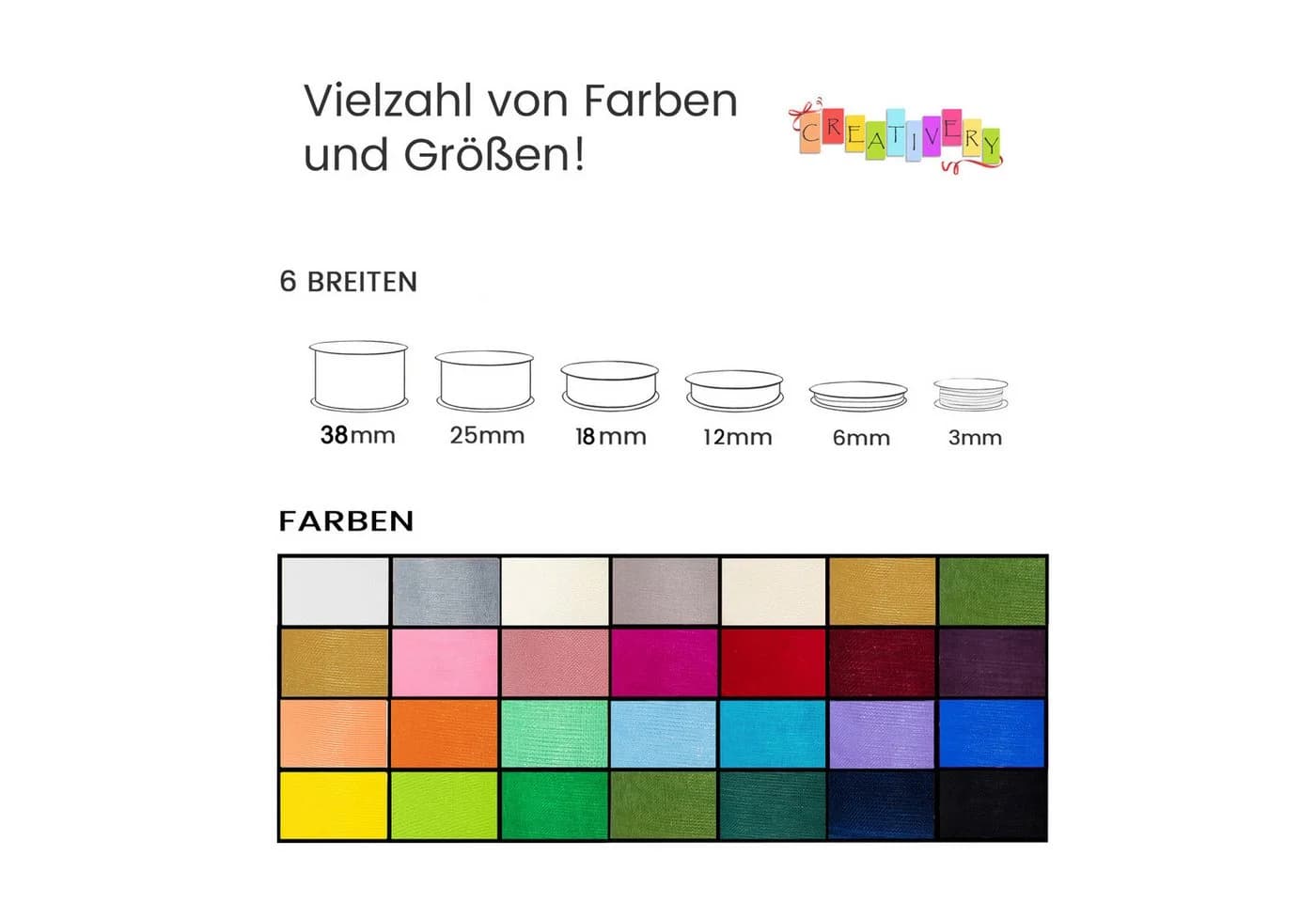 Creativery Organzaband 25mm x 25m Rolle Champagner