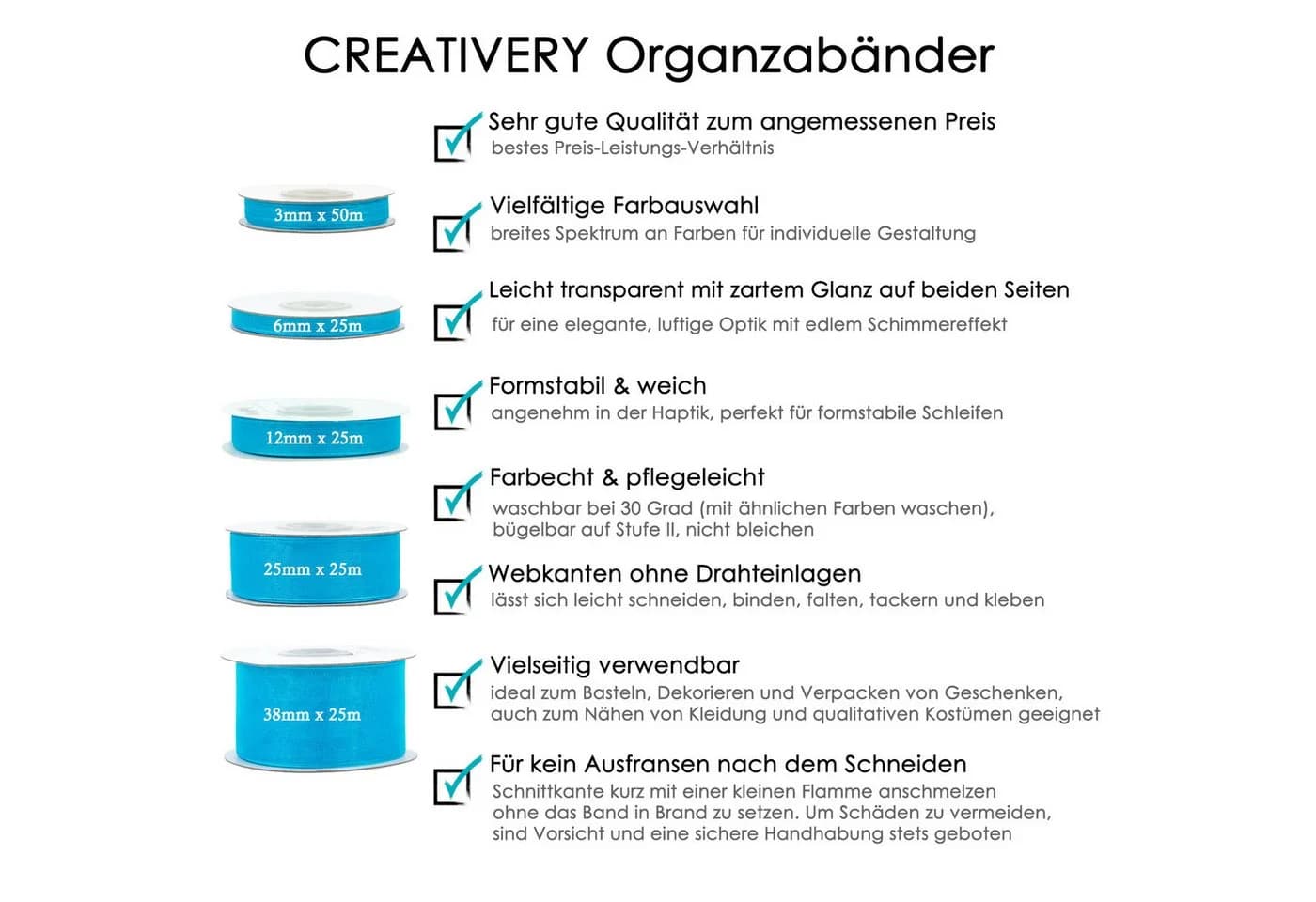 Creativery Organzaband 25mm x 25m Rolle Champagner - Bild 3