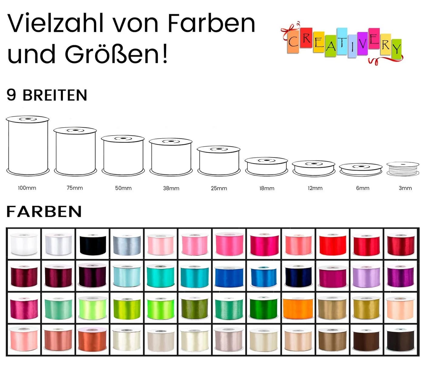 Creativery Satinband 25mm x 25m Rolle Dunkelgrün
