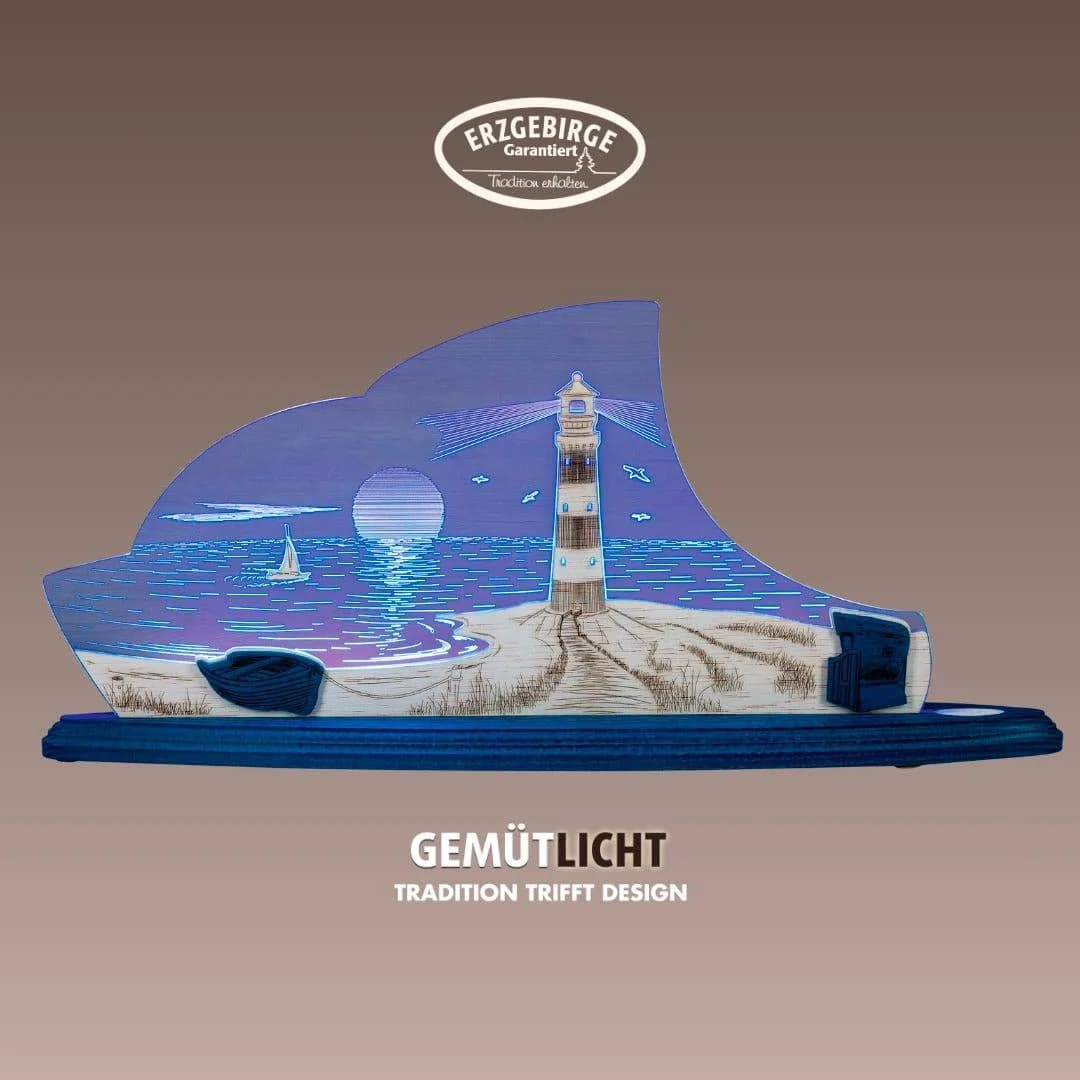 WEIGLA LED Dekolicht Maritim Blau-Weiß Holz Acrylglas