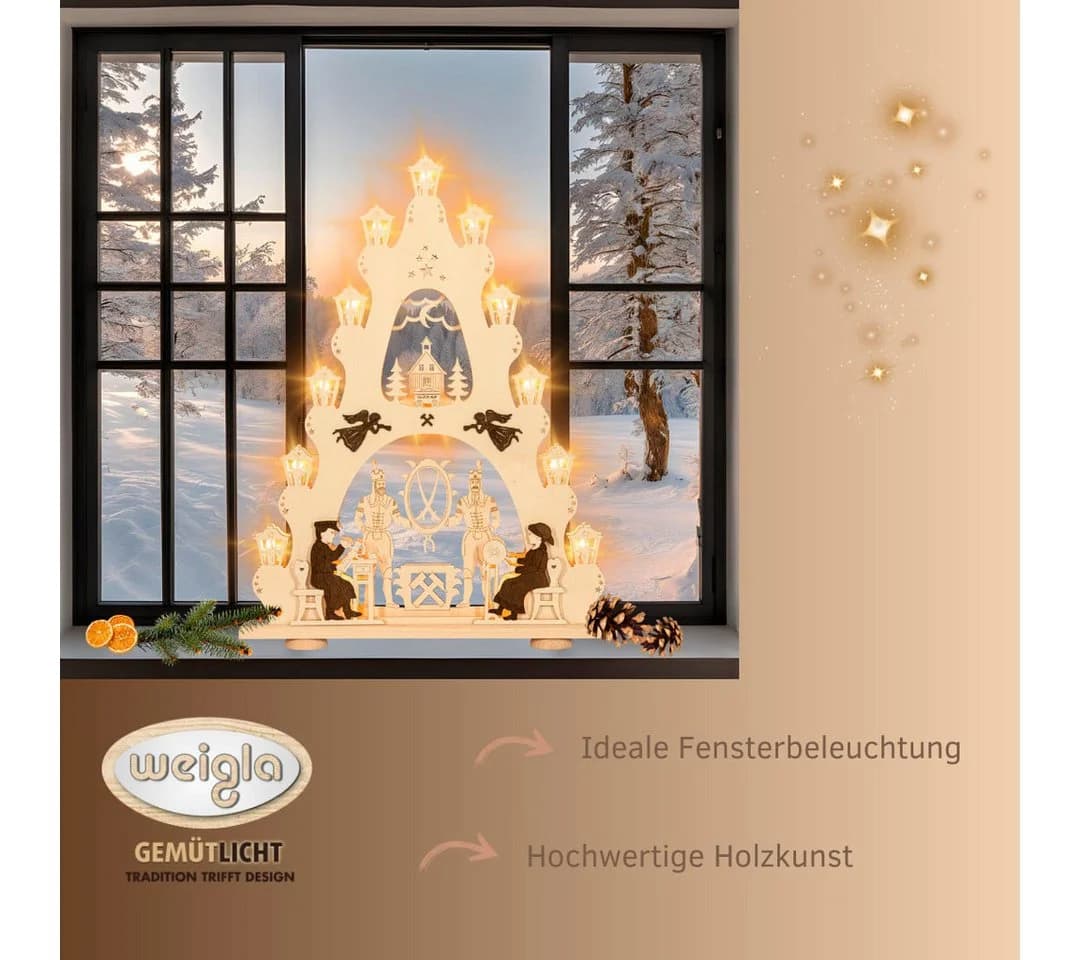 Weigla Schwibbogen Lichterspitze Bergmann Braun Erzgebirge - Bild 4