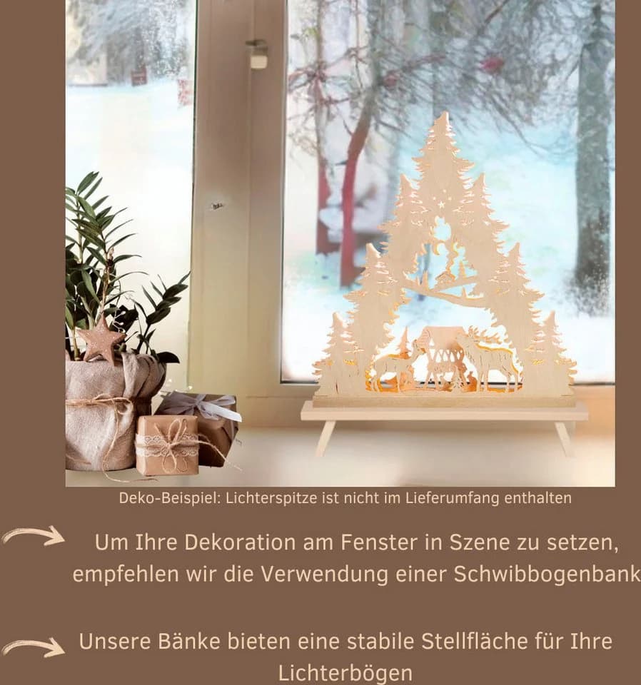 Weigla Schwibbogen-Fensterbank Weihnachtsdeko Buchenholz - Bild 4