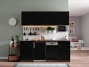Respekta Küchenzeile KB195EYSMI 195 cm Schwarz-Eiche Bild 2