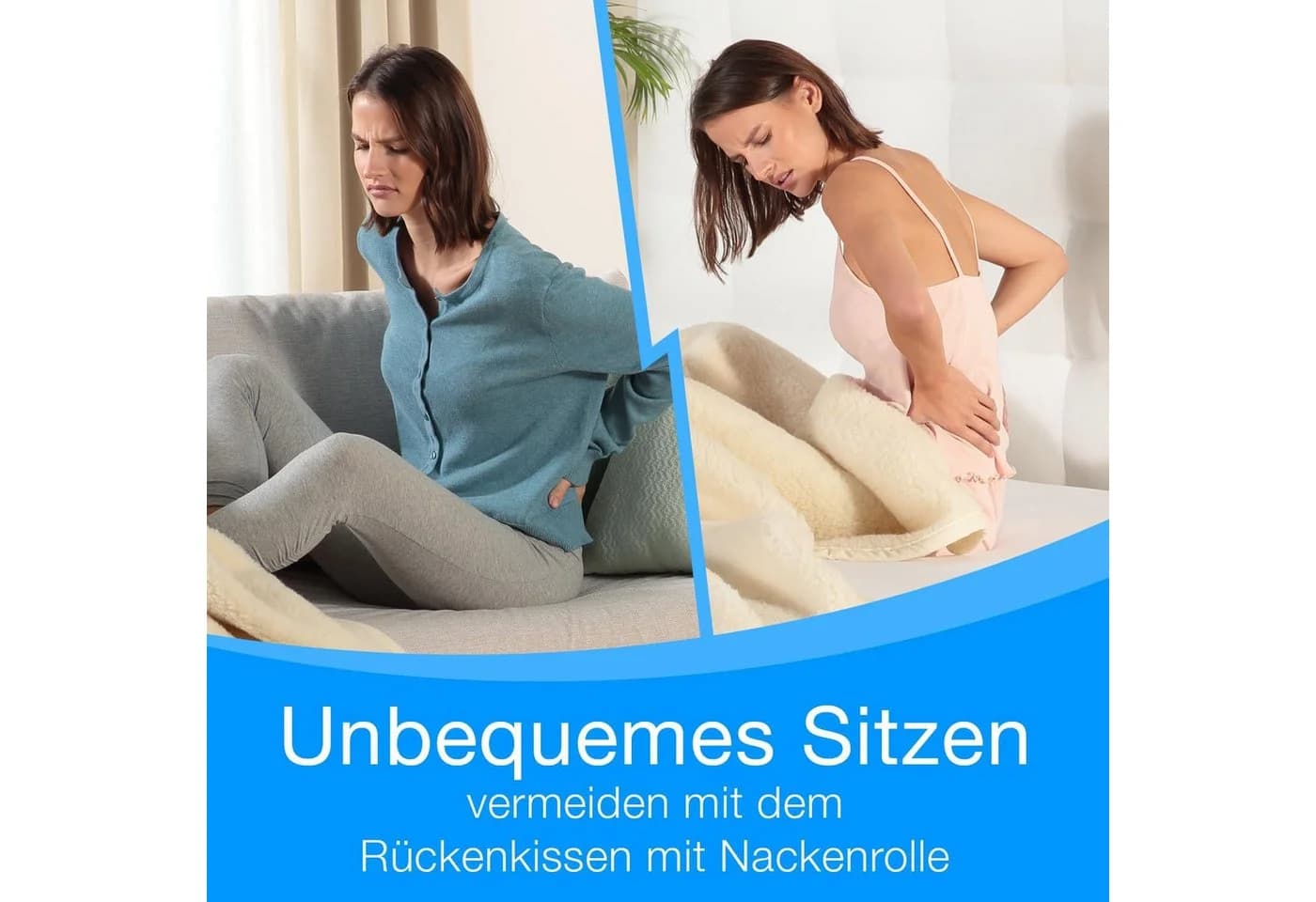 ELONEO Rückenkissen mit Nackenrolle Grau für Bett & Sofa - Bild 4