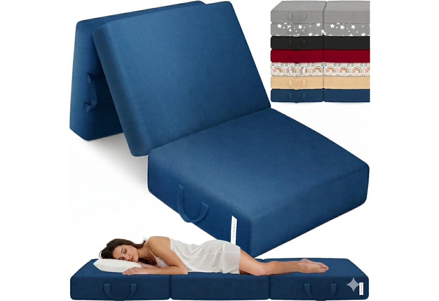 ELONEO Klappmatratze 3-teilig Gästematratze Blau 15 cm - Bild 3