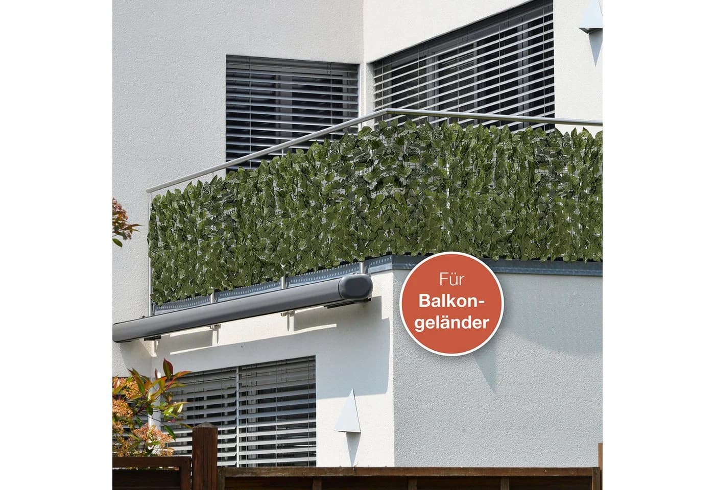 ELONEO Balkon Sichtschutz Grün Blätteroptik Wetterfest - Bild 3