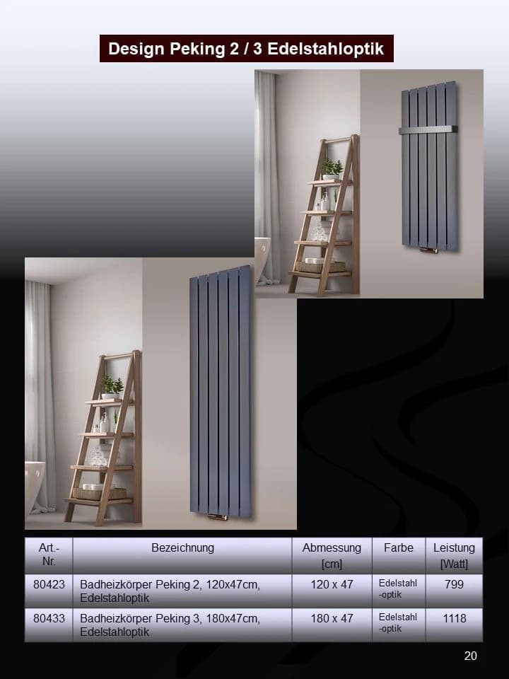 Szagato Badheizkörper Design Peking 3 Edelstahloptik 180x47cm - Bild 5