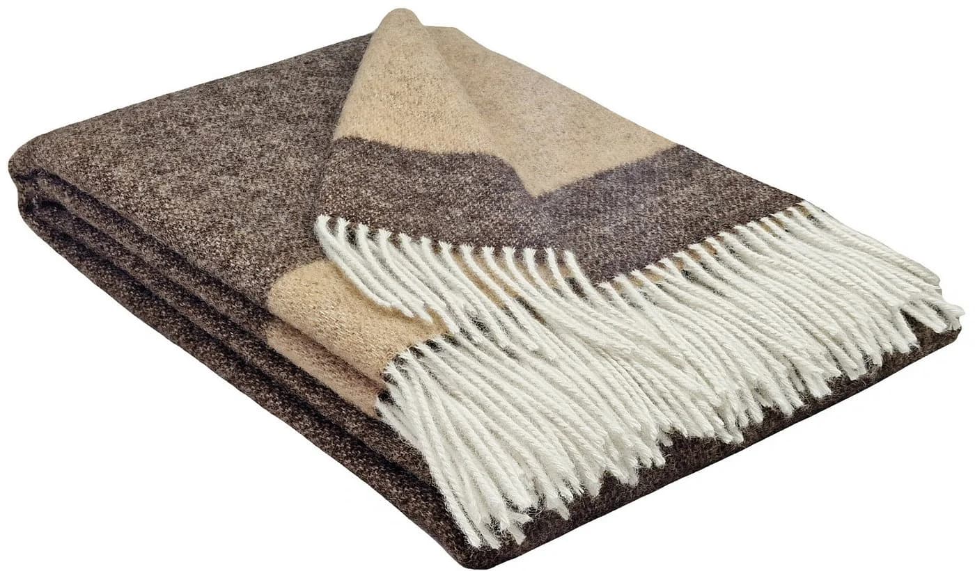 STTS Wolldecke TIROL 100% Schurwolle Beige/Braun - Bild 2
