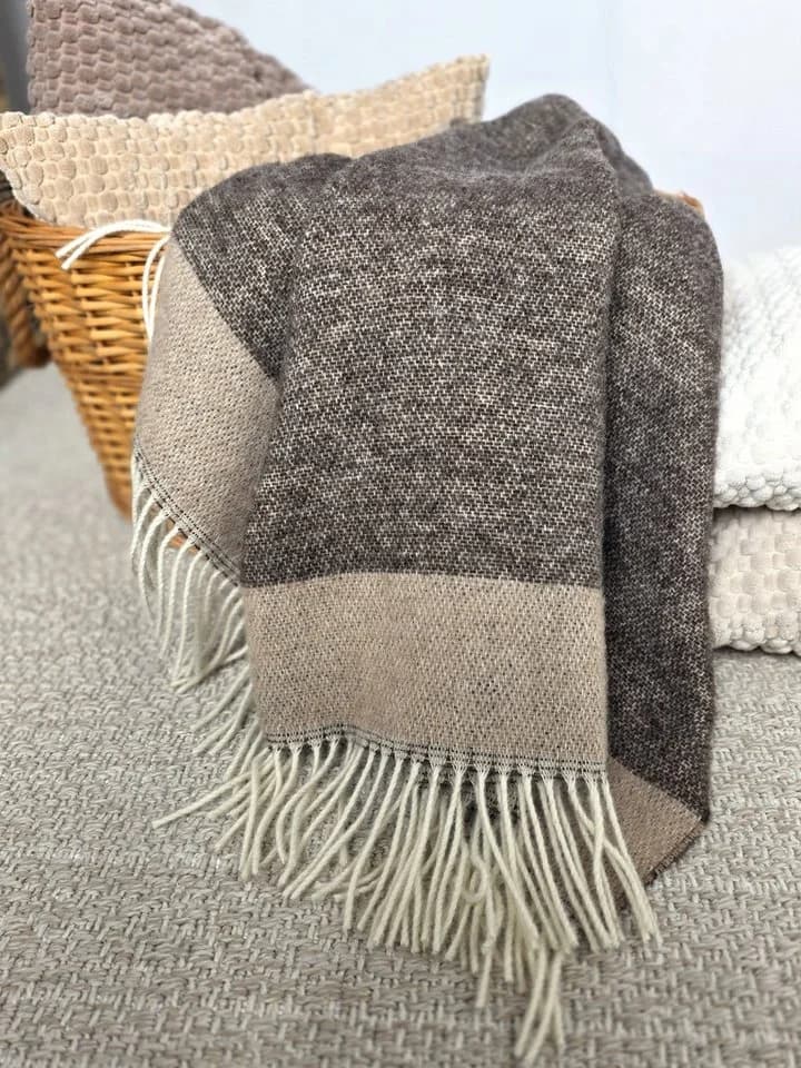 STTS Wolldecke TIROL 100% Schurwolle Beige/Braun - Bild 5