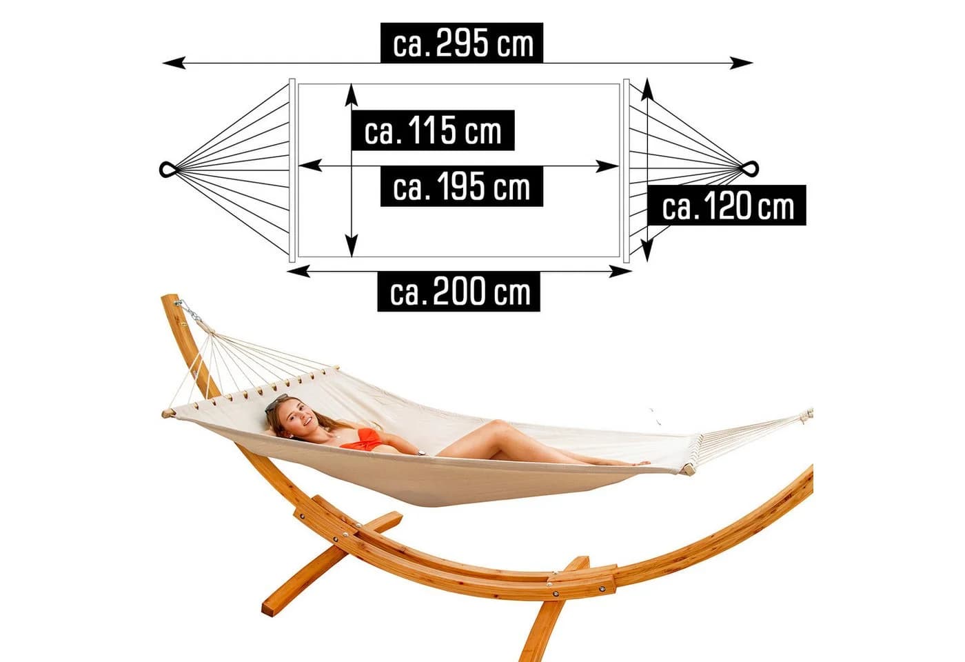 AMANKA Hängematte 2 Pers. XXL Beige Garten - Bild 5