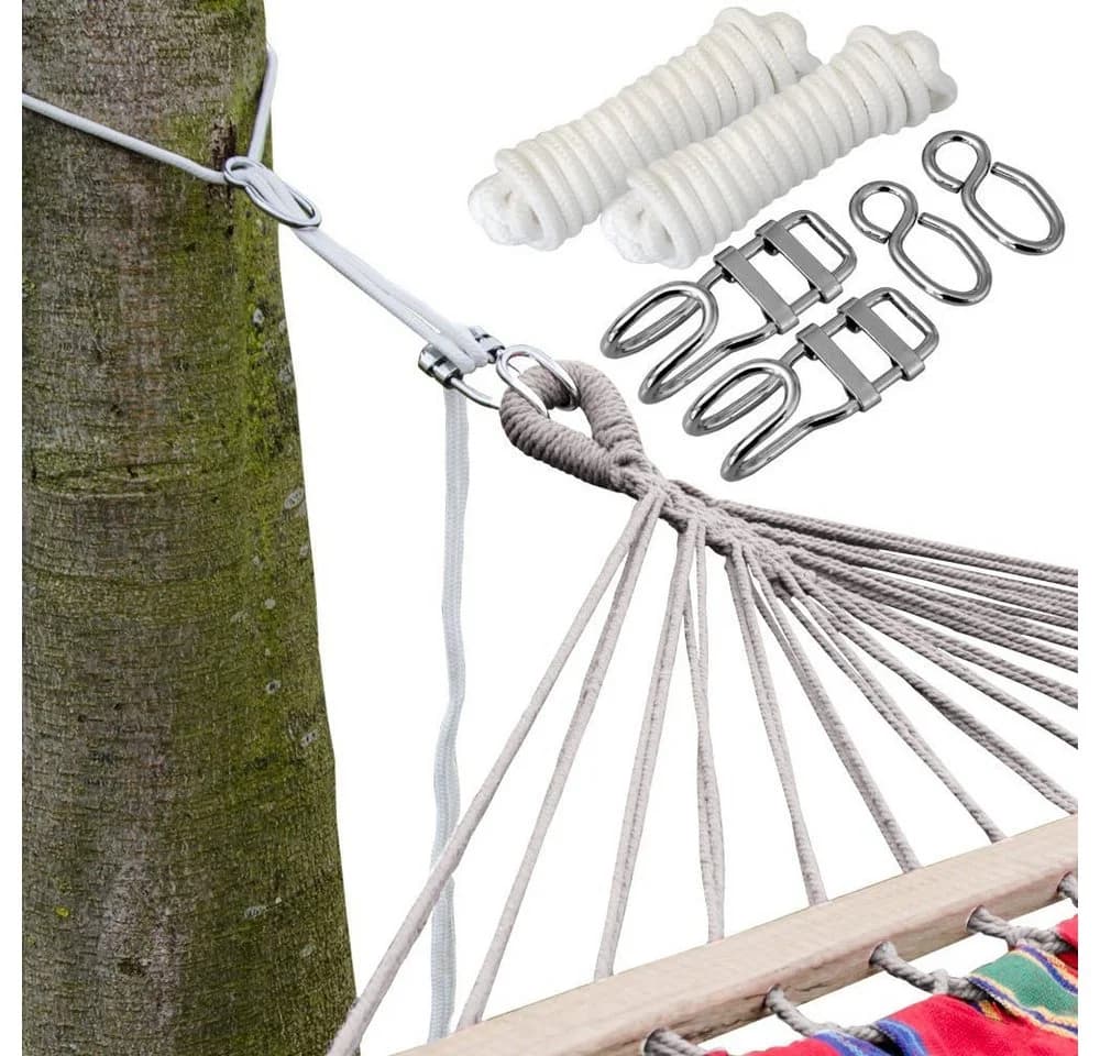 AMANKA Hängemattenbefestigung 6m Set mit L-Haken & Stahlösen