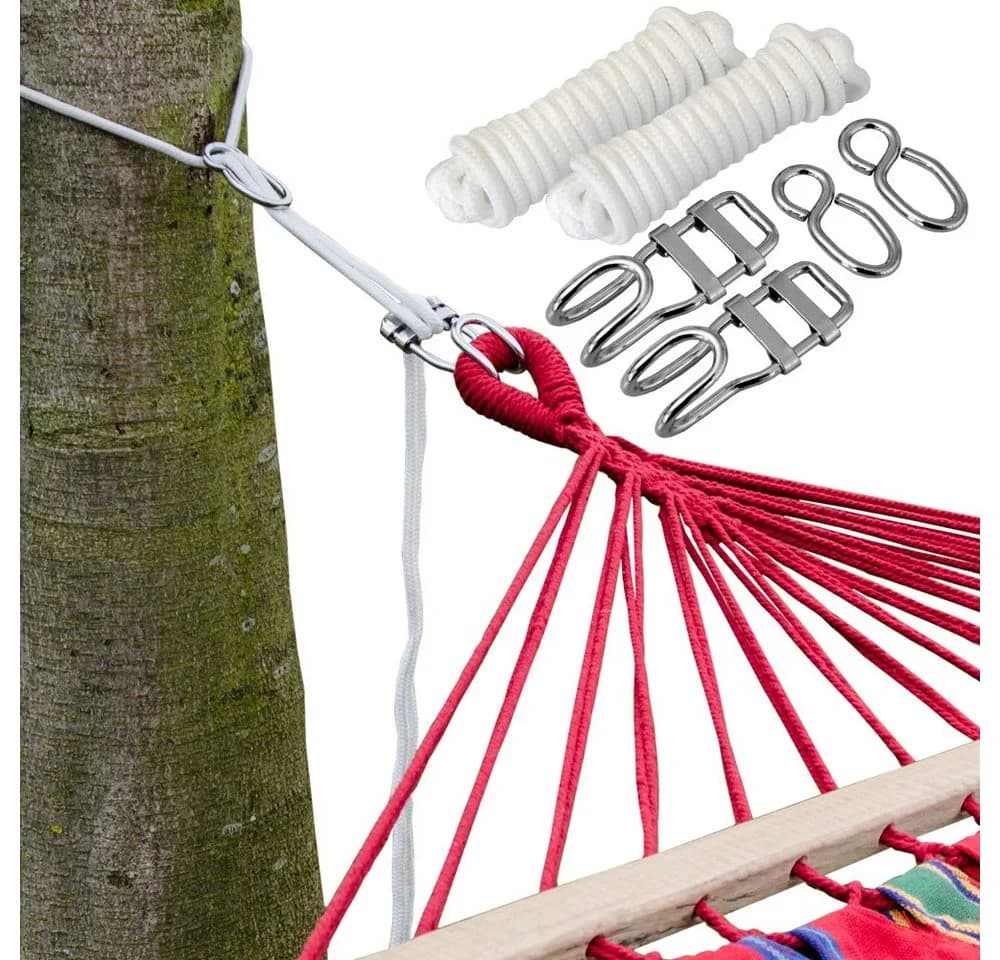 AMANKA Hängemattenbefestigung 6m Set mit L-Haken & Stahlösen - Bild 2