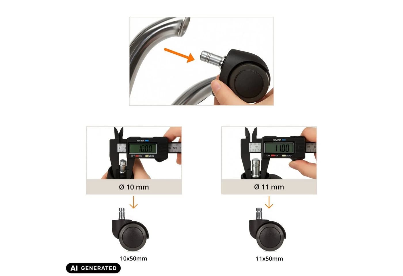 hjh OFFICE Stuhlrolle 5er Pack No-Noise Hartbodenrollen Schwarz - Bild 4