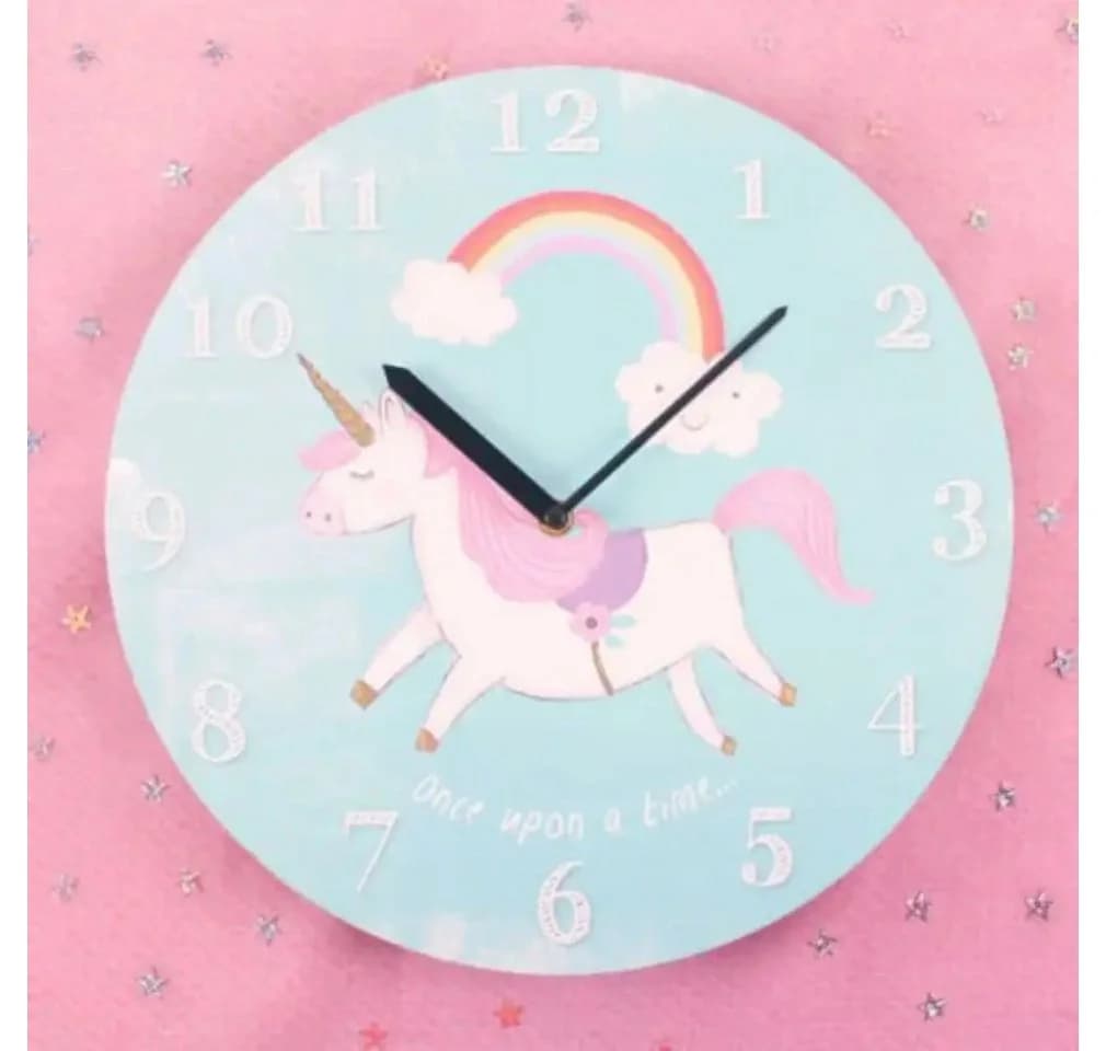 Something Different Wanduhr Regenbogen Einhorn Analog Rund